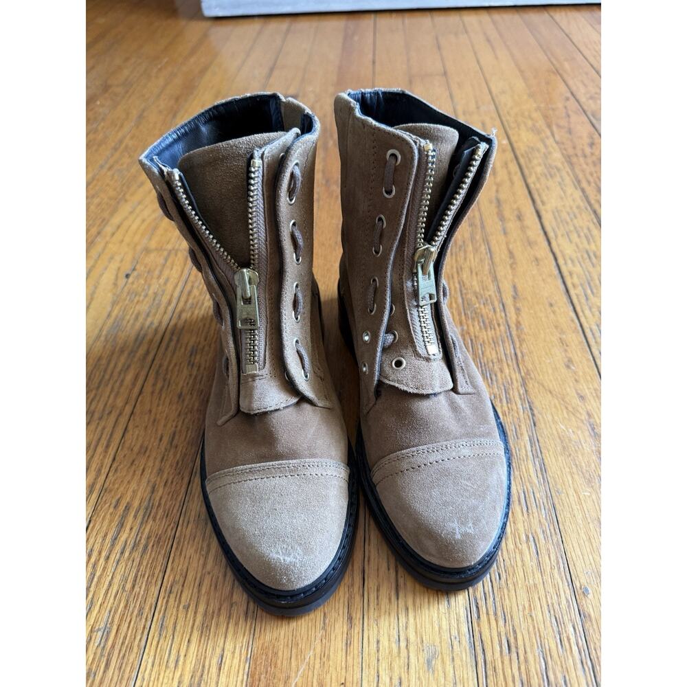 All Saints Ariel Brown Suede Zip Up Combat Boots Size 37 - Picture 2 of 15